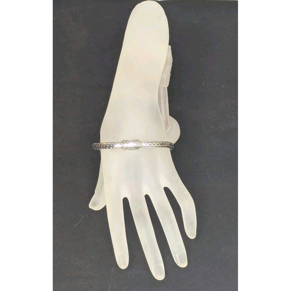 Artisan Collection of Bali, Oxidized Silver Link Bangle Bracelet, 8 inch
